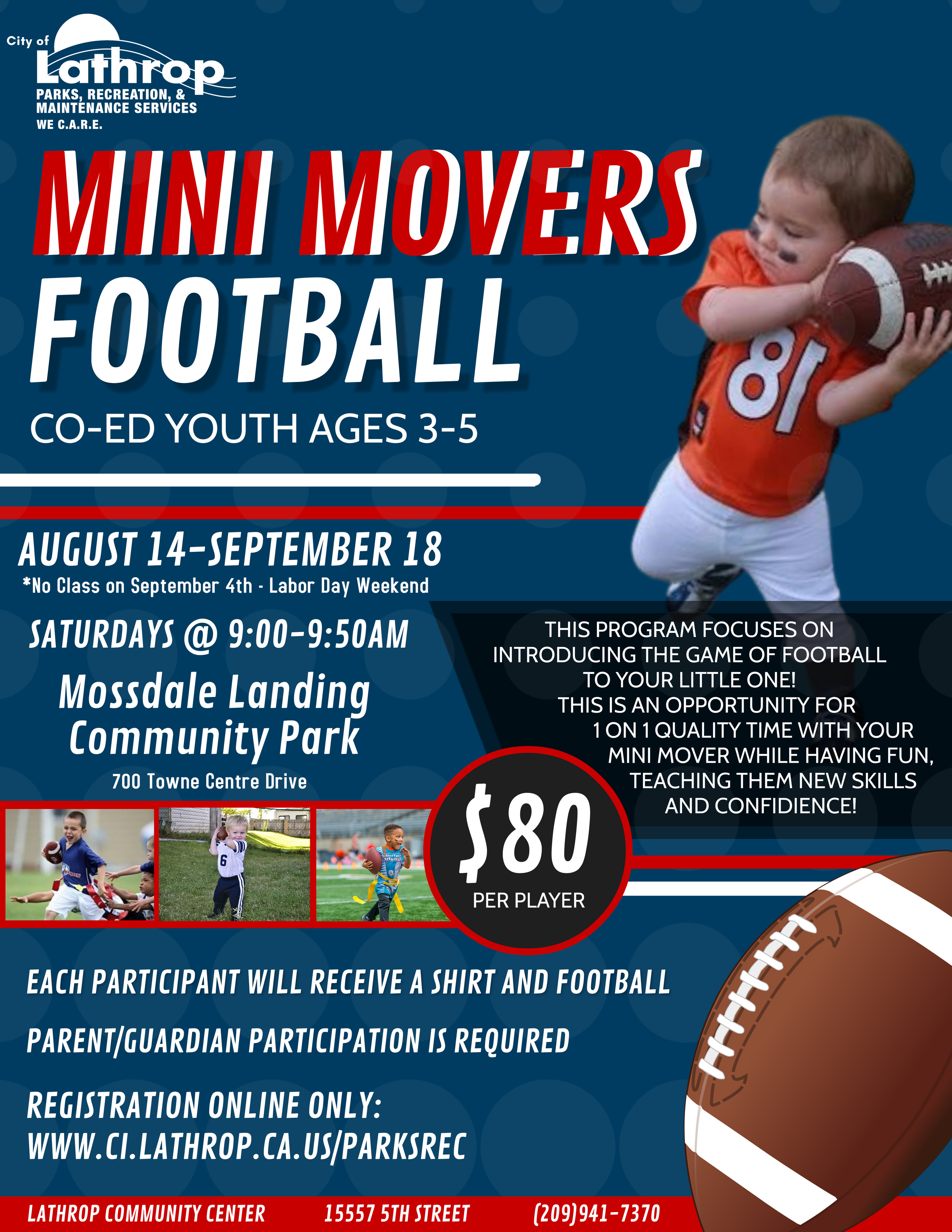 Mini Movers Football City of Lathrop CA