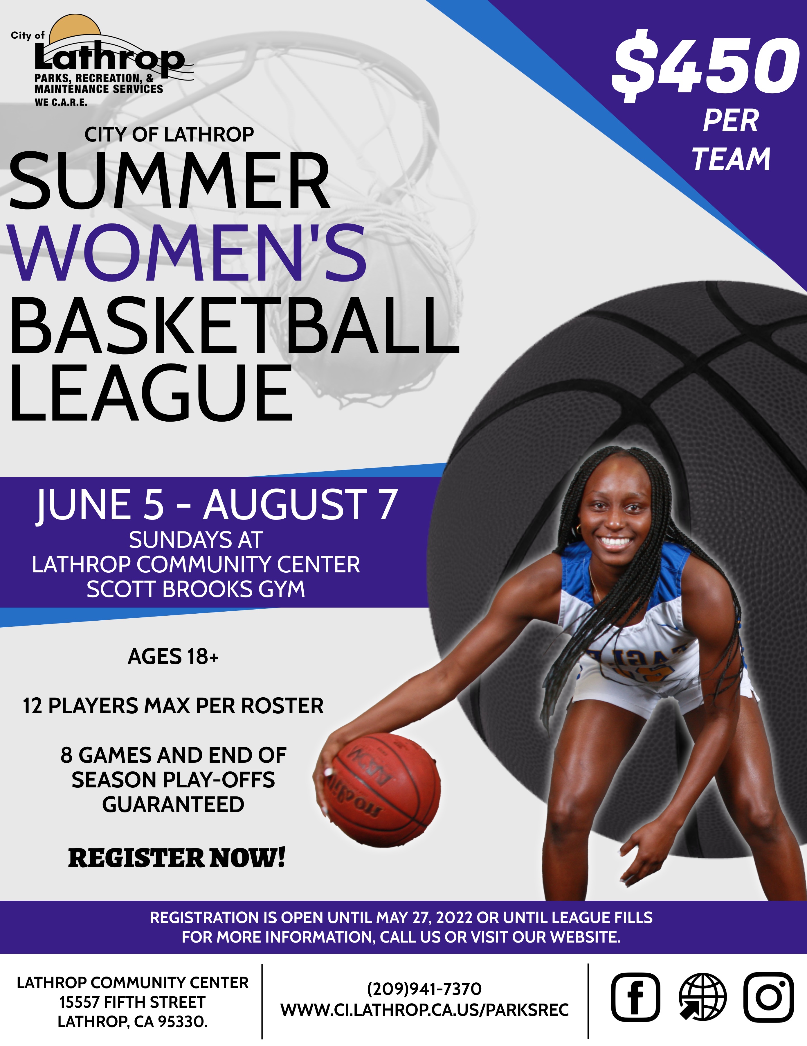 Summer Women's Basketball League City of Lathrop CA