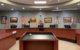 Picture of the City Hall Council Chamber with Art Display by Artist Eliseo Contreras Vazquez