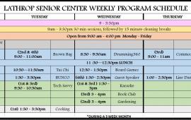 Senior Center Weekly Program Schedule