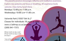 Yoga | Mon & Wed | Located at Valverde Park 15557 Fifth St | 