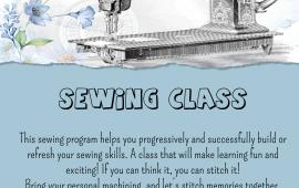 Sewing Class | Thursdays | 10AM - 2PM | Generations Center 450 Spartan Way | 50+ | $5