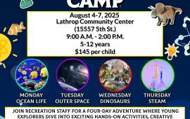 Discovery Camp | August 4th - 7th | 9AM - 2PM |Community Center 15557 5th Street | $145 Per Child