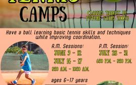 Youth Tennis Camps | Park West 16130 Sheltered Cove Circle | $120 Per Session | Ages 6-17