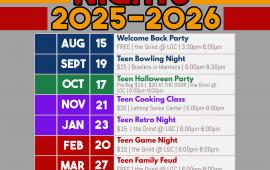 Teen Events |Friday Fun Nights | 2025 - 2026 | Generations Center 450 Spartan Way | 7th - 12th Graders 