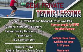 Youth Semi Private Tennis Lessons | Ages 15 -17 | Taught at multiple parks with in the City | $80 per month