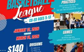 Jr. NBA Basketball League | January 12 - March 14 | CO-ED ages 5-13 | $140 per player | Coaches Needed 