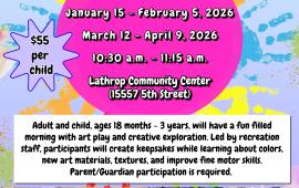 Parent & Me | Mini Picassos | Thursdays | Jan 15 - April 9 | Community Center | 10:30AM - 11:15AM | $55 per child 
