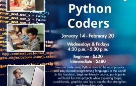 Y2L Academy Python Coders | Yearn 2 Learn 17371 S. Manthey Rd. | Wed & Fri | 4:30PM - 5:30PM | Jan 14 - Feb 20 