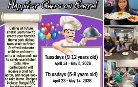 Culinary Kids | Happiest Chefs on Earth! | Tues. & Thurs. | April 14 - May 14 | Senior Center Kitchen | 15707 5th Street | $85