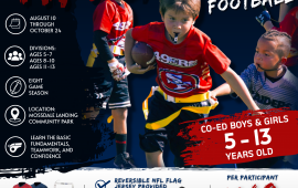 Youth NFL Flag Football | Aug 10 - Oct 10 | Mossdale Landing Community Park | 8 Games per season | $140 | Ages 5-13