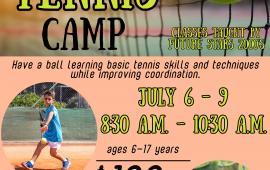 Youth Tennis Camp | Ages 6-17 years | Park West 16130 Sheltered Cove Circle | July 6- 9 | 8:30AM - 10:30AM | $120