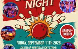 Teen Bowling Night | Friday Sept. 11th | 6PM - 8:30PM | Manteca Lucky Strike 1251 E. Yosemite Ave. | $25 per teen