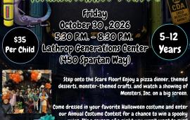 Kids Night Out | Halloween Party | Friday Oct 30 | 5:30PM - 8:30PM |Gen Center 450 Spartan Way | 5-12 years | $35 per child