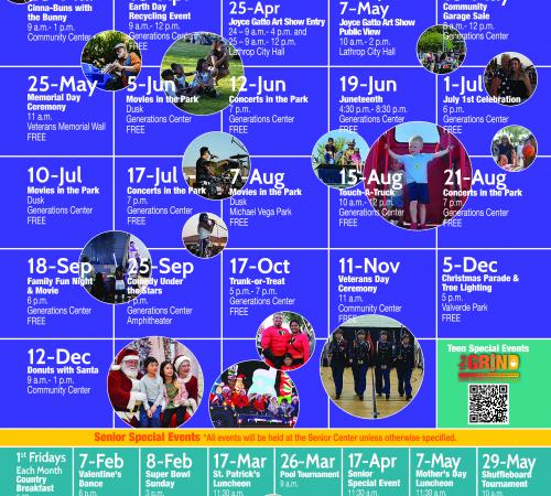 Lathrop Special Events Calendar 2026 with list of all Community and Senior Special Events