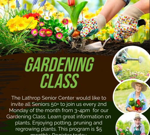 Gardening Class |2nd Monday of the month | Senior Center 15707 Fifth Street | 3pm - 4pm | $5.00
