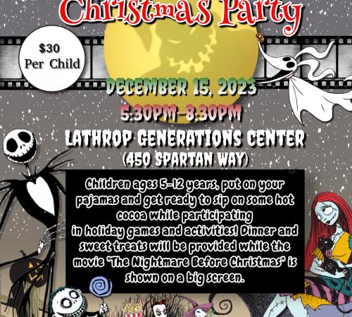 Kids Night Out Christmas Party | Friday Dec 15 | 450 Spartan Way - Generations Center | 5:30PM - 8:30PM | Ages 5-12 
