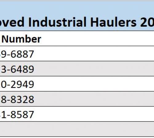 Approved Industrial Hauler List for 2025-26