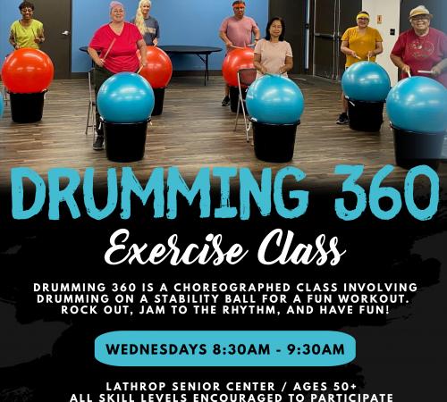 Drumming 360 Exercise Class | Wednesdays 8:30AM - 9:30AM |Senior Center 15707 Fifth Street | Ages 50+ | FREE