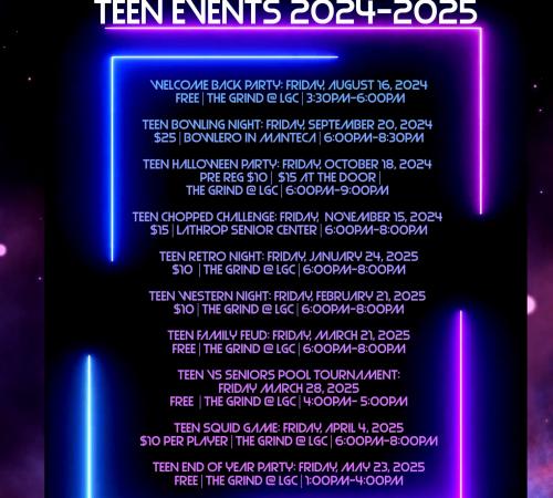 Friday Fun Night | Teen Events 2024-2025 | Generations Center 450 Spartan Way | Event Times Vary 
