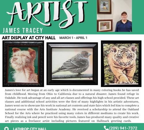 James Tracey | March 1 - April 1 | Art Display at City Hall 390 Towne Centre Drive