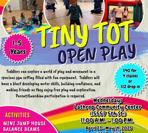 Tiny Tot Open Play | Wednesdays 11AM - 1PM | 15557 Fifth Street | $40 Per Session | Parent Participation Required