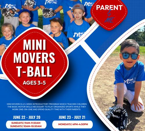 Mini Movers T-Ball | Ages 3-5 | Valverde Park 15557 Fifth Street | 3 Sessions Available Parent/Guardian Participation Required