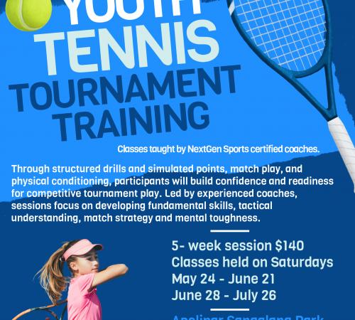 Youth Tennis Tournament Training | 5 week session $140 | Saturdays | Sangalang Park 13470 Slate Street 