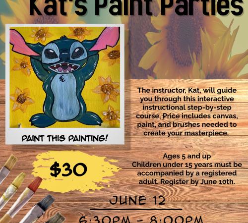June Paint Party | Thursday June 12 | 6:30PM - 8:00PM | Generations Center 450 Spartan Way | $30 | Register Today!