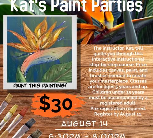 Paint Night | Thursday, August 14 | 6:30PM - 8:00PM | 450 Spartan Way | Generations Center | $30