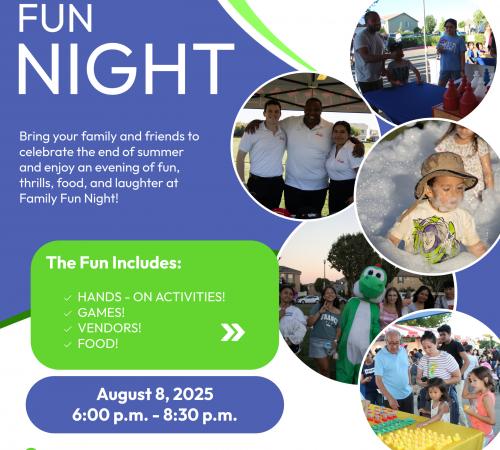 Family Fun Night | Friday, August 8, 2025 | Mossdale Landing Community Park 700 Towne Centre Drive | 6PM - 8:30PM| FREE EVENT