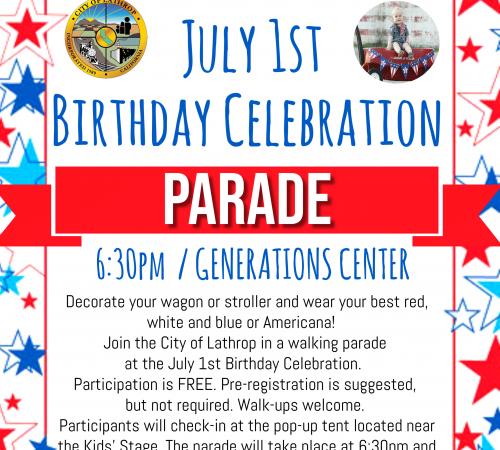 July 1st Birthday Celebration Parade | 450 Spartan Way | Generations Center | 6:30PM