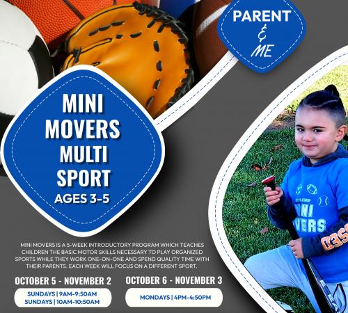 Mini Movers Multi Sport | Ages 3-5 | Parent & Me | 2 Sessions | Sundays or Mondays | $85 | Scott Brooks Gym 15557 Fifth Street