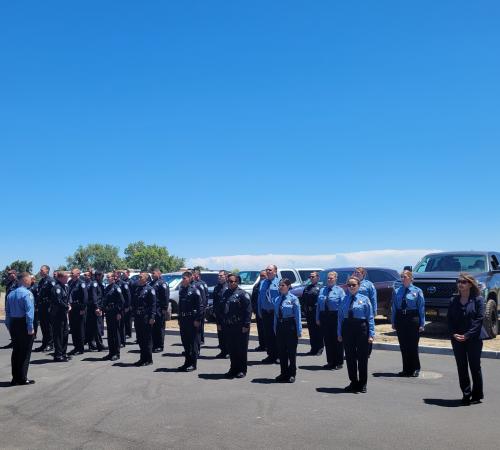 Lathrop Police Officer lineup for uniform check