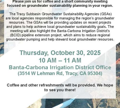 Notice for the public announcing the Tracy Subbasin Open House Notice for the public announcing the Tracy Subbasin Open House