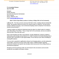 PRESS RELEASE: SAM'S CLUB TO OPEN NEW LOCATION IN LATHROP 4.24.2025