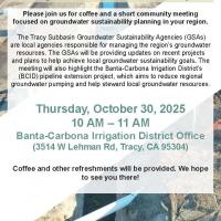 Notice for the public announcing the Tracy Subbasin Open House