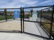 Cyclone Entrance Gate to Small Dog Area at River Islands Dog Park