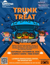 Trunk or Treat | Saturday, October 18, 2025 | Generations Center 450 Spartan Way | 5:00PM - 7:00PM | Family Event Trunk or Treat | Saturday, October 18, 2025 | Generations Center 450 Spartan Way | 5:00PM - 7:00PM | Family Event