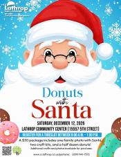 Donuts with Santa | Sat Dec 12 | 9AM - 1PM Register for a Time Slot | Community Center 15557 5th St | $35 Family Photo + Donuts Donuts with Santa | Sat Dec 12 | 9AM - 1PM Register for a Time Slot | Community Center 15557 5th St | $35 Family Photo + Donuts