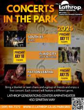 Concerts in the Park | Three Fridays in July | Generations Center 450 Spartan Way | 7:00PM | FREE EVENT!!!