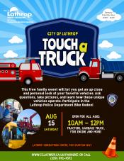 Touch a Truck | Saturday, August 15, 2026 | Generations Center 450 Spartan Way | 10am - 12pm | FREE EVENT