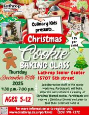 Culinary Kids | Christmas Cookie Baking Class | Thursday, December 18, 2025 | Ages 5-12 | $35 per child | 15707 5th St Culinary Kids | Christmas Cookie Baking Class | Thursday, December 18, 2025 | Ages 5-12 | $35 per child | 15707 5th St