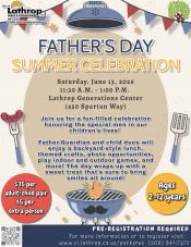 Father's Day Summer Celebration | Saturday, June 13th | 11:30am - 1pm | Generations Center 450 Spartan Way | $35 Father's Day Summer Celebration | Saturday, June 13th | 11:30am - 1pm | Generations Center 450 Spartan Way | $35