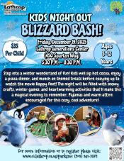 Kids Night Out | Blizzard Bash | Friday, December 19, 2025 | Ages 5-12 | $35 per child | 450 Spartan Way Kids Night Out | Blizzard Bash | Friday, December 19, 2025 | Ages 5-12 | $35 per child | 450 Spartan Way
