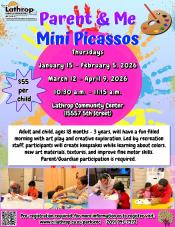 Parent & Me | Mini Picassos | Thursdays | Jan 15 - April 9 | Community Center | 10:30AM - 11:15AM | $55 per child 