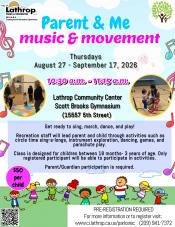 Parent + Me | Music & Movement | Thursdays Aug 27 - Sept 17 | Community Center 15557 5th St. | $50 per child Parent + Me | Music & Movement | Thursdays Aug 27 - Sept 17 | Community Center 15557 5th St. | $50 per child