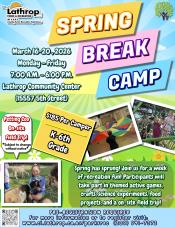 Spring Break Camp | March 16 - 20, 2026 | 7AM - 6PM | Community Center 15557 5th Street | $185 per camper
