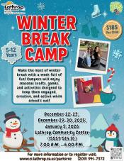 Winter Break Camp | Dec 22 - Jan 5 | $185 per child | Ages 5-12 | 15557 5th St. | 7AM - 6PM Winter Break Camp | Dec 22 - Jan 5 | $185 per child | Ages 5-12 | 15557 5th St. | 7AM - 6PM