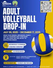 Adult Volleyball Drop-In | Wednesday Evenings | July 30th - Dec 17th | 7pm - 9pm | Scott Brooks Gym 15557 Fifth Street Adult Volleyball Drop-In | Wednesday Evenings | July 30th - Dec 17th | 7pm - 9pm | Scott Brooks Gym 15557 Fifth Street